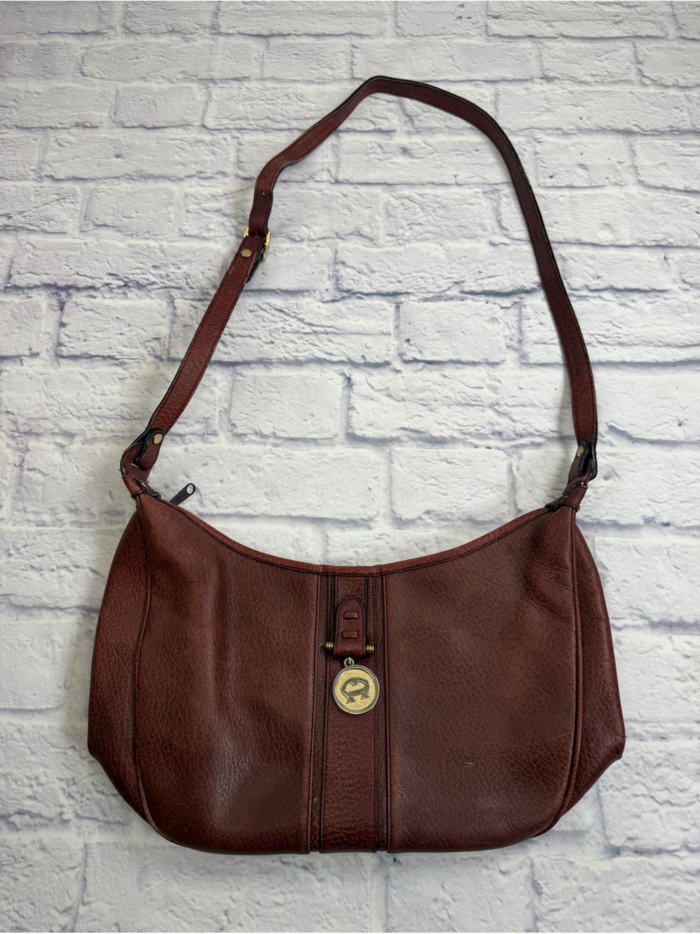 VTG Etienne Aigner Burgundy Pebbled Leather Shoulder Bag
